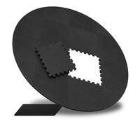 Tapis piscine Relaxdays, lot de 17, ép. 0,6 cm, Ø200 cm, mousse EVA, rond, protection sol, dalles emboîtables, noir