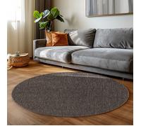 Tapis poil court en tissu plat CARPETTEX - Marron - 120 cm Rond - Moderne - Intérieur