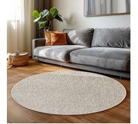 Carpettex Tapis à Poil Court en Tissu Plat, Tapis à Boucle mélangée, Facile à Entretenir, adapté pour Le Salon et la Chambre à Coucher, Couleur: Crème, Taille: 160 cm Rond