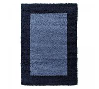 Tapis poils longs shaggy 240x340 rectangle tissé bleu et bleu foncé