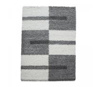 Tapis poils longs shaggy 240x340 rectangle tissé gris clair et gris foncé