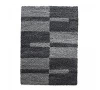 Tapis poils longs shaggy 240x340 rectangle tissé gris clair et gris foncé