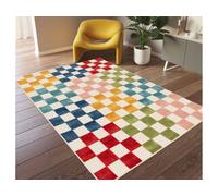 Tapis poils ras GABRIELLE motif damier multicolore 200x290 BOBOCHIC 200x290 Multicolore