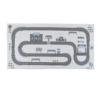 Tapis pour enfant 140x70 cm 100% coton VROOM motif circuit gris