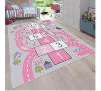 Tapis Pour Enfant Chambre D'Enfant, Tapis De Jeu Motif Rues, Marelle, Rose [80x150 cm]