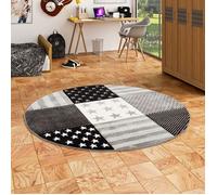 Tapis pour enfant - PERGAMON - Maui Kids - Rond - Motif étoiles gris - 120 cm
