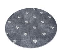 Tapis pour enfants HEARTS cercle Jeans vintage cœurs - gris cercle 133 cm