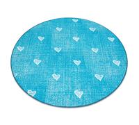 Tapis pour enfants HEARTS cercle Jeans vintage cœurs - turquoise cercle 133 cm