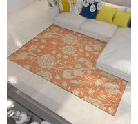 Tapis pour Le Salon Espace Lavable 90x150 Tapis Orange pour Chambre Fleuri Vintage Style Morris Fin antidérapant Grand pour Bureau Salle Manger Sol Cuisine Cottage