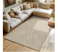 SIMPEX Tapis à Poils Longs pour Salon,Tapis de Chambre à Coucher, Beige, Coureur de Couloir, Tapis Style scandinave et bohème avec Design 3D, Doux et Moelleux.Taille: 120 x 170 cm, Couleur:Beige