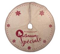 Tapis pour sapin de Noël - Diam. 90 cm - Marron et rouge