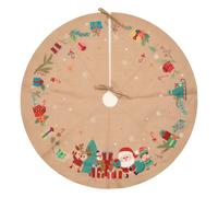 Tapis pour sapin de Noël effet jute Père Noël - Diam 90 cm - Beige