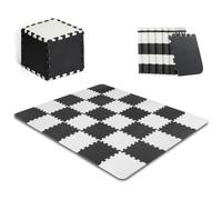Kinderkraft LUNO - Tapis en mousse - 30 pièces de puzzle - antidérapant - imperméable - 150 x 180 cm - dès 10 mois - Noir
