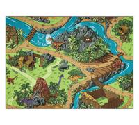TAPIS REBEL ROADS Dino World 29 Dinosaures antidérapant pour enfants - gris / vert 140x200 cm