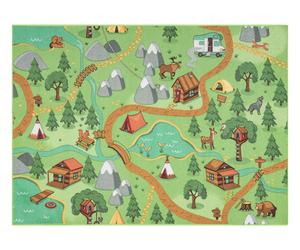 TAPIS REBEL ROADS Wild life 90 Forêt animaux antidérapant pour enfants - vert 140x200 cm