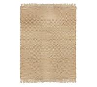 Tapis Rectangulaire 120x170cm en Toile de Jute Tressée Naturelle avec Franges - KEROA