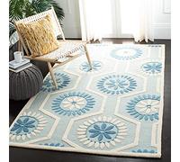 Tapis rectangulaire d'intérieur contemporain tufté à la main, collection Cambridge, CAM715, en bleu / ivoire, 152 X 244 cm pour le salon, la chambre ou tout autre espace intérieur par SAFAVIEH.