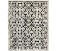Tapis rectangulaire d'intérieur médaillon tufté à la main, collection Cambridge, CAM123, en noir / ivoire, 244 X 305 cm pour le salon, la chambre ou tout autre espace intérieur par SAFAVIEH.