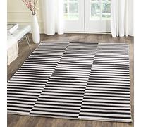 Tapis rectangulaire d'intérieur moderne tissé plat, collection Montauk, MTK715, en ivoire / noir, 152 X 213 cm pour le salon, la chambre ou tout autre espace intérieur par SAFAVIEH.