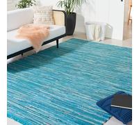 Tapis rectangulaire d'intérieur moderne tissé plat, collection Tapis de chiffon, RAR121, en bleu / multicolore, 244 X 305 cm pour le salon, la chambre ou tout autre espace intérieur par SAFAVIEH.