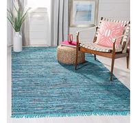 Tapis rectangulaire d'intérieur moderne tissé plat, collection Tapis de chiffon, RAR121, en bleu / multicolore, 122 X 183 cm pour le salon, la chambre ou tout autre espace intérieur par SAFAVIEH.