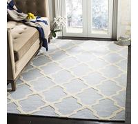 Tapis rectangulaire d'intérieur treillis tufté à la main, collection Cambridge, CAM121, en bleu clair / ivoire, 183 X 274 cm pour le salon, la chambre ou tout autre espace intérieur par SAFAVIEH.