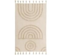 Tapis rectangulaire en coton coloris naturel - Largeur 110 x longueur 170 cm- JUANIO - NATUREL G