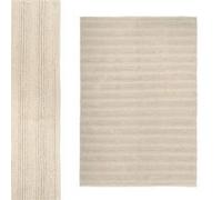 Tapis rectangulaire en coton tressé coloris beige - Largeur 140 x longueur 200 cm- JUANIO - Beige G