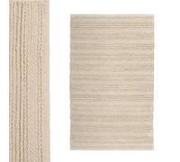 Tapis rectangulaire en coton tressé coloris beige - Largeur 70 x longueur 140 cm- JUANIO - Beige G