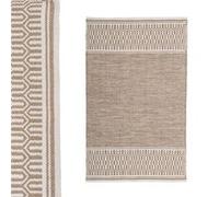 Tapis rectangulaire en coton tressé coloris marron, blanc - Largeur 140 x longueur 200 cm- JUANIO - Marron G