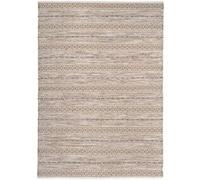 Tapis rectangulaire en coton tressé coloris marron, blanc, Noir - Largeur 140 x longueur 200 cm- JUANIO - Marron G