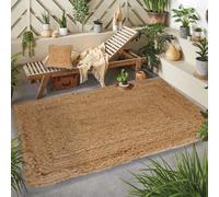 Tapis rectangulaire en Jute tressé Naturel 100x150cm, Dylrev
