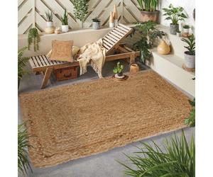 Tapis rectangulaire en Jute tressé Naturel 100x150cm, Dylrev