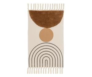 Tapis rectangulaire - JUANIO - À franges avec pompons - Imprimé - 50% coton/50% polyester - 80 x 50 cm