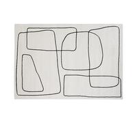 Tapis rectangulaire motif line art blanc cassé et noir 160 x 230 cm TIANA