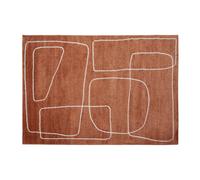 Tapis rectangulaire motif line art terracotta et blanc 160 x 230 cm TIANA