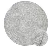 Tapis Reversible Intérieur et Extérieur - TESSO LIVING - Ø120cm Rond - Gris - Style Boho Jute Sisal