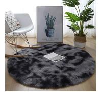 Tapis Rond 100cm Ultra Doux Salon/Chambre, Shaggy Poils Longs, Antidérapant, Moderne, Déco Intérieure, Peluche Moelleuse