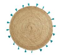 Tapis rond 120 cm jute pompons shira tur