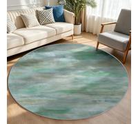 Tapis Rond 150 cm Tapis Antidérapant Vintage Effet Vieilli Moderne Vert | Lavable en Machine Texture imitation bois Poil Court Doux Tapis Salon Entrée Descendre Salle de séjour, Bureau, Carpet