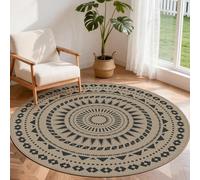Tapis rond, 160 cm de diamètre, aspect jonc de mer, lavable et antidérapant