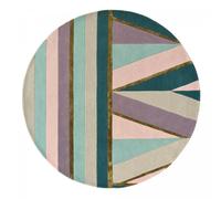 Tapis rond Ø200cm fait à la main en laine motif géométrique pour salon