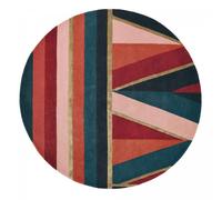 Tapis rond Ø200cm fait à la main en laine motif géométrique pour salon