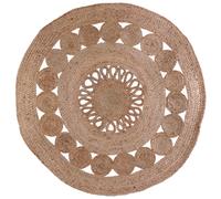 Tapis rond 90 cm ajouré en jute collection NÎMES coloris beige