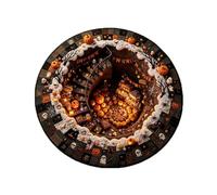 Tapis Rond À Illusion Optique 3D Halloween,Motif Vortex Sans Fond Effrayant | Tapis de Sol Antidérapant pour Entrée Salon, Décor Gothique Araignée Squelette Caverne de Sorcière pour Fête Festive,D,120cm
