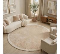 Tapis rond à poils doux effet shaggy beige D160