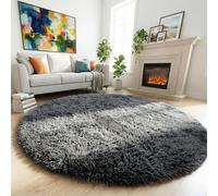 Tapis rond à poils longs pour chambre à coucher, chambre d’enfant ou dortoir, tapis pelucheux et moelleux, décoration mignonne pour bébé/adolescent, 1,8 x 1,8 m, gris