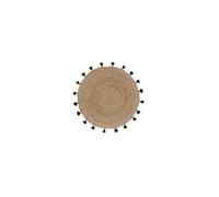 Tapis rond à pompons - D 120 cm - Shira Noir
