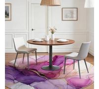 Tapis Rond Abstrait 120 cm, Lavable en Machine Antidérapant Tapis Rond à Motif Aquarelle Lignes Fluides pour Petite Chambre d'enfant et Salon Balcon, Violet Clair Légère Moquette Décoration
