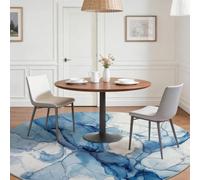 Tapis Rond Abstrait 120 cm, Lavable en Machine Antidérapant Tapis Rond à Motif Aquarelle Tourbillon Bleu pour Petite Chambre d'enfant et Salon Balcon, Bleu Clair Légère Moquette Décoration